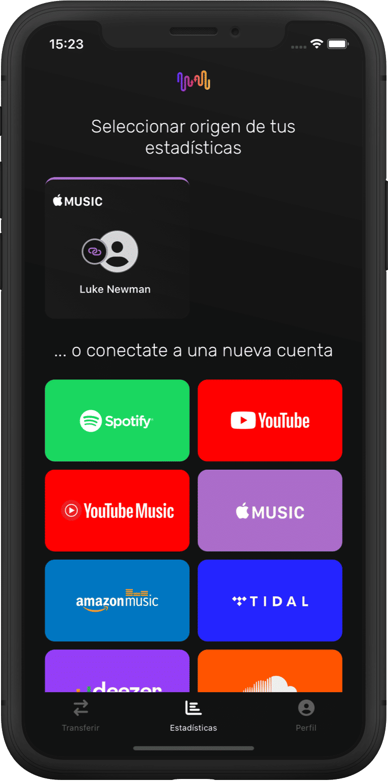 Selecciona tu servicio de música
